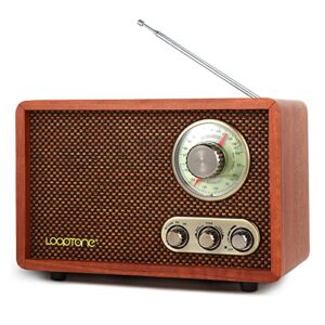 looptone usb sd multifunction am fm vintage radio with bluetooth speaker,retro wood table radio for kitchen living room with rotary knob