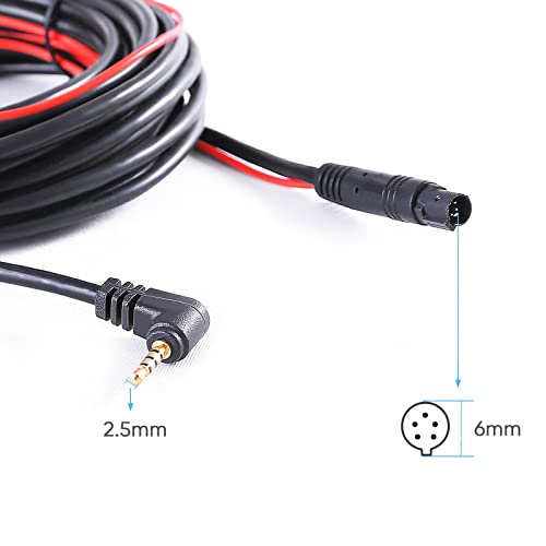 Dash Cam Rear Camera Cable,23 Ft 5 Pin to 2.5mm Male Plug Wire for Mirror Camera Rear View Camera,Car Recorder Reverse Camera Backup Camera Long Replacement Cable Cord Fit Pick-up,Trucks,RV,SUV,Bus