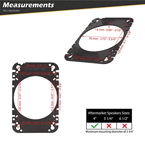 Scosche Compatible with Select Import and Domestic Vehicles Universal 4" x 6'' to 4" Speaker Adapters (1 Pair) SA464