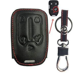 KAWIHEN Leather Key Fob Case Cover Compatible with for 2019 2020 Chevy Silverado 1500 2500HD 3500HD GMC Sierra 1500 2500HD 3500HD HYQ1EA 13529632 13591396