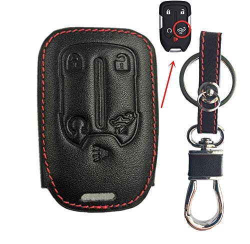 KAWIHEN Leather Key Fob Case Cover Compatible with for 2019 2020 Chevy Silverado 1500 2500HD 3500HD GMC Sierra 1500 2500HD 3500HD HYQ1EA 13529632 13591396