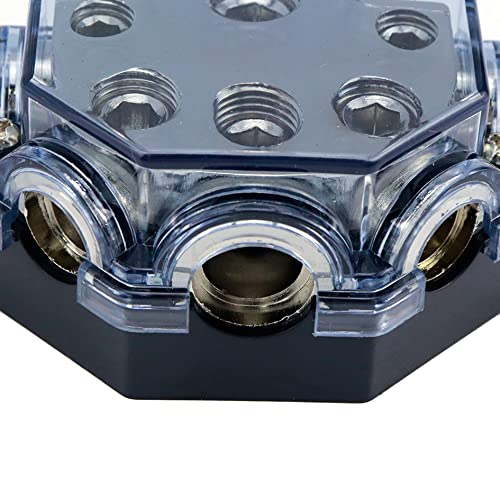 S SYDIEN 1Pc 1 in 5 Ways Out Way Power Distribution Block 0/2/4 Gauge in 2/4/8 Gauge Out Car Audio Splitter Power Ground Distributor Blocks