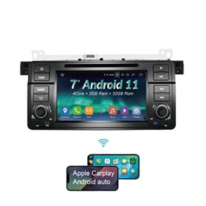 egosonic android 11 car radio, 1 din for bmw 3 series e46, 7″ touchscreen, dsp+, support wireless apple carplay android auto/gps navi/hd1080p/backup camera/obdii