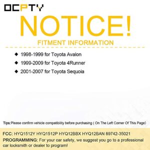 OCPTY 2 X Flip Key Entry Remote Control Key Fob Transmitter Replacement for Toyota 4Runner Sequoia HYQ1512P 4 Buttons 314.4Mhz