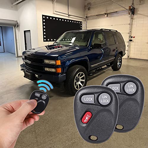 Key Fob Replacement Fit for Chevy Silverado Suburban 1500 Tahoe S10 Avalanche GMC Sierra Yukon Cadillac Escalade 2001 2002 2003 2004, 3 Button #KOBLEAR1XT 15042968 Keyless Entry Remote Control Set 2