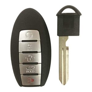 smart car key fob replacement for 2019-2020 nissan rogue & kicks remote 5 button fccid:kr5txn4, p/n: 285e3-6rr7a;by auto key max (1)