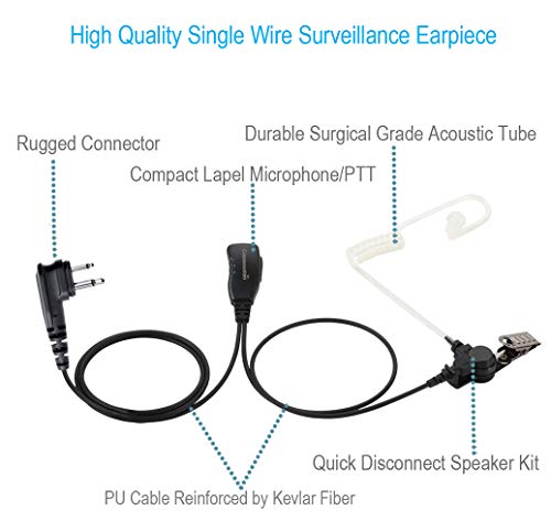 Single Wire Earpiece for Motorola Radios CLS 1410 CLS 1110 DTR410 DTR550 DTR600 DTR700 RDU4100 RDU4160D RMM2050 RMU2040 RMU2080D RMU2080 DLR1020 DLR1060 VL50, CLS1410 CLS1110 Acoustic Tube Headset