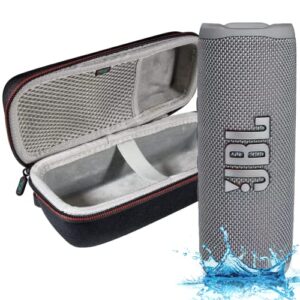 jbl flip 6 – waterproof portable bluetooth speaker, powerful sound and deep bass, ipx7 waterproof, 12 hours of playtime with megen hardshell case – gray
