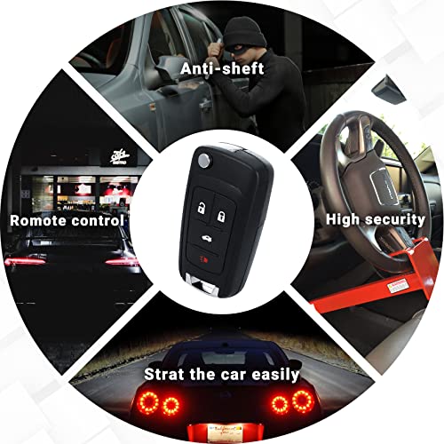 CarBole Keyless Entry Remote Control Key Fob Flip Folding 4 Button Car Door Lock Security Alarm System Replacement for Chevy 2010-2016 Camaro, 2010-2016 Cruze, (OHT01060512)