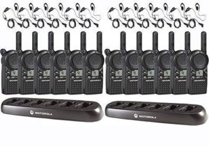 12 motorola solutions cls1410 two way radio walkie talkies + 2 multi chargers + 12 earpieces