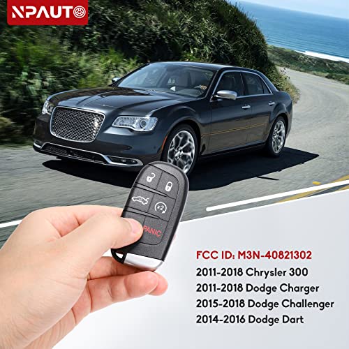 NPAUTO 2-Pack Key Fob Replacement for Chrysler 300 Dodge Charger 2011-2018 | Challenger 2015-2018 | Dart 2014-2016 | Durango 2014-2020 Keyless Entry Remote Car Smart Key Fob (M3N-40821302, 433MHz)