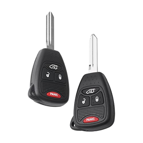 EXAUTOPONE 2Pcs Car Key Fob Keyless Flip Entry Remote OHT692427AA 4-btn Compatible with Aspen Sebring Avenger Charger Durango Magnum Ram Commander Compass Grand Cherokee OHT692713AA Wrangler