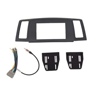 ecotric double din compatible with 2005-2007 jeep grand cherokee with wiring harness antenna adapter double din navigation radio bezel