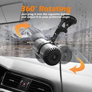 Car Heater 12V 150W 2 in 1 with Heating in Cigarette Lighter and Cooling Modes for Fast Heating Defrost Defogger, Suction Cup Portable Car Heaters Automobile Windscreen Fan