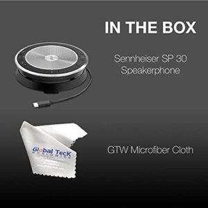 Global Teck Worldwide GTW Bundle EPOS - Sennheiser SP 30 Speakerphone w/Microfiber Cloth, Compatible w/Teams, Zoom, Webex, Skype, Mobile, Tablets, PC/Mac