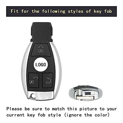 TANGSEN Smart Key Fob Case Compatible with Mercedes Benz A B C CLA CLS E G GL GLA GLC GLE GLK GLS SL SLC SLK SLS Class AMG Viano 3 Button Keyless Entry Remote Cover Plastic Carbon Fiber Black Silicone