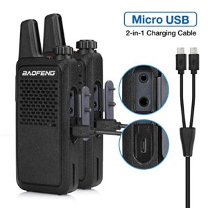 BAOFENG GT-22 Walkie Talkies for Adults Rechargeable, Long Range Two Way Radios with 1500mAh Battery, Portable Handheld VOX Handsfree with Earpieces, Holsters (2 Pack)