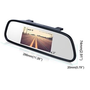 Backup Camera and Monitor Kit,Chuanganzhuo 4.3" Car Vehicle Rearview Mirror Monitor for DVD/VCR/Car Reverse Camera + CMOS Rear-view License Plate Car Rear Backup Parking Camera With 7 LED Night Vision