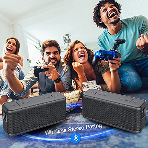 LEZII 40W (Peak 60W) Portable Bluetooth Speakers, Wireless Speaker with 360°TWS Surround Sound, IPX7 Waterproof with HD Sound, Bluetooth 5.0, 8-12H Playtime, Support TF Card/AUX, Compatible with iOS