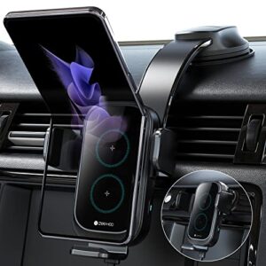 zeehoo duoxx wireless car charger,dual coils 15w fast charging car mount, dashboard, air vent wireless phone holder auto-clamping for iphone 14 13 12 pro max,samsung z flip 4 3 5g s23 ultra,etc