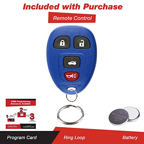 Keyless Entry Remote Navy Car Key Fob for Buick Cadillac Chevrolet (15912859, OUC60270)