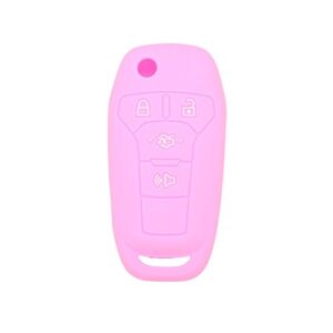 segaden silicone cover protector case holder skin jacket compatible with ford fusion 4 button flip remote key fob cv2711 pink