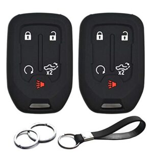 infipar 2pcs compatible with 2021 2020 2019 chevrolet silverado 1500 2500 hd 3500 hd gmc sierra 1500 2500 hd 3500 hd 5 buttons hyq1ea silicone case cover protector keyless remote