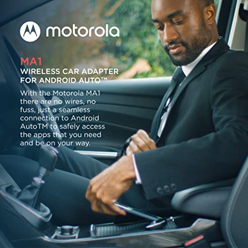 Motorola MA1 Wireless Android Auto Car Adapter - Instant Connection from Smartphone to Car Screen with Easy Setup - Direct Plug-in USB Adapter - Secure Gel Pad Included