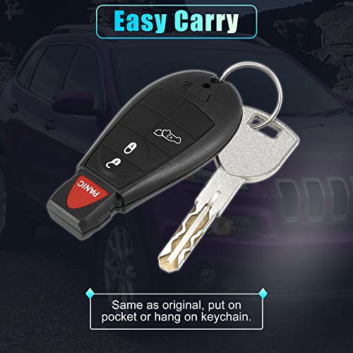 X AUTOHAUX Replacement Keyless Entry Remote Car Key Fob GQ4-53T 433Mhz for Jeep Cherokee 2014-2019 4 Buttons with Door Key