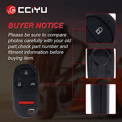 cciyu 2X Keyless Entry Remote Fob 4 Buttons Replacement for 98 99 00 01 02 03 for Acura TL/for Honda for Accord (KOBUTAH2T)