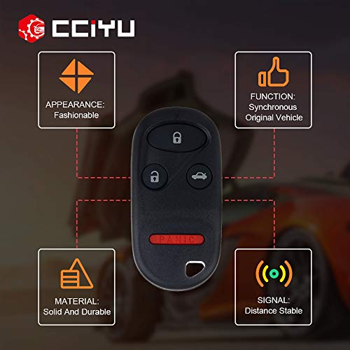 cciyu 2X Keyless Entry Remote Fob 4 Buttons Replacement for 98 99 00 01 02 03 for Acura TL/for Honda for Accord (KOBUTAH2T)