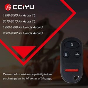 cciyu 2X Keyless Entry Remote Fob 4 Buttons Replacement for 98 99 00 01 02 03 for Acura TL/for Honda for Accord (KOBUTAH2T)