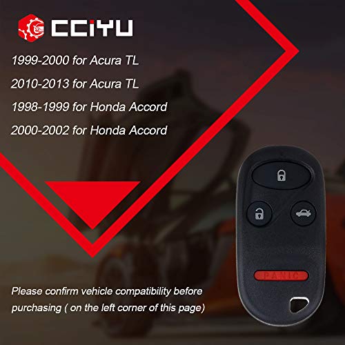 cciyu 2X Keyless Entry Remote Fob 4 Buttons Replacement for 98 99 00 01 02 03 for Acura TL/for Honda for Accord (KOBUTAH2T)