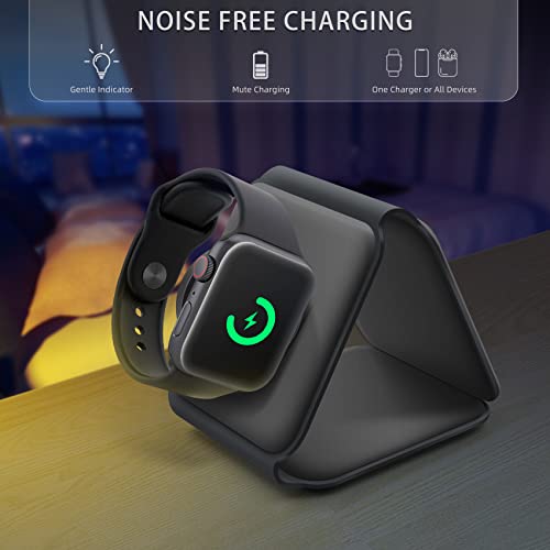 Wireless Charger, 3 in 1 Qi-Certified Fast Charging Station, Portable Magnetic Charger Pad Compatible with Apple Watch AirPods iPhone 14/13/12/11/Pro/Max