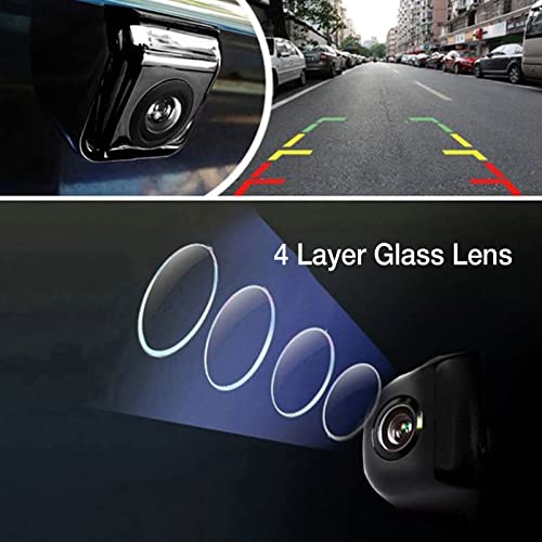 Backup Camera for Car, Rear View Camera with Moveable Guideline, CCD HD Image,IP67 Waterproof, Super Night Vision 170° Wide View Camera, 4 Layer Glass Lens, for Car Pickup Truck SUV RV Van (Black)