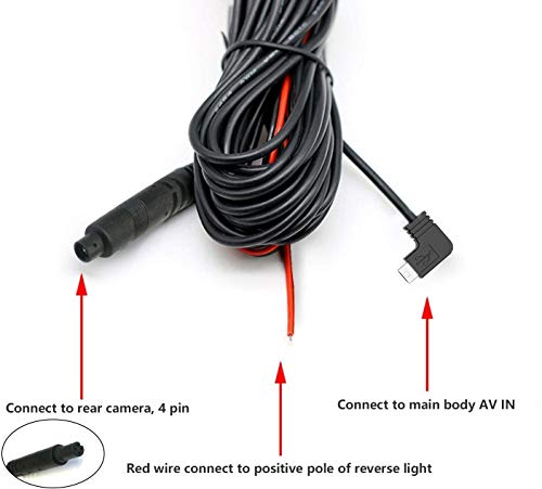 WOLFBOX G840H 20Feet Rear Camera Original Cord Cable (4 pin, 2.5mm), not Suitable for G840S / G880