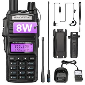 baofeng uv-82 high power baofeng radio ham radio dual ptt dual band portable walkie talkies with extra earpiece, ar-771 antenna