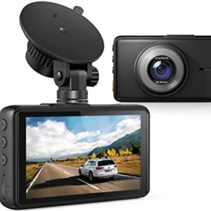 Dash Cam 1080P Full HD, 2 Mounting Options, On-Dashboard Camera Video Recorder Dashcam for Cars with 3" LCD Display, Night Vision, WDR, Motion Detection, Parking Mode, G-Sensor, 170° Wide Angle