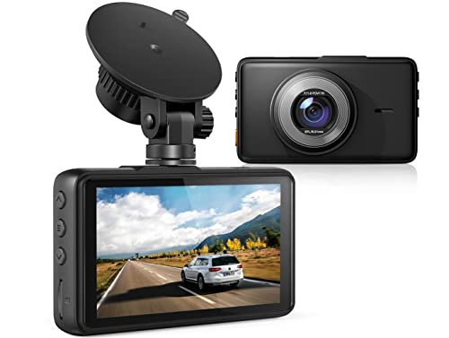 Dash Cam 1080P Full HD, 2 Mounting Options, On-Dashboard Camera Video Recorder Dashcam for Cars with 3" LCD Display, Night Vision, WDR, Motion Detection, Parking Mode, G-Sensor, 170° Wide Angle