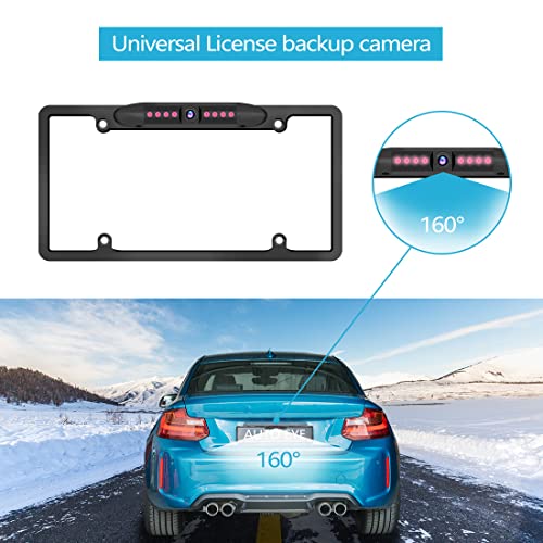 AutoeyeLicense Plate Frame Backup Camera,IP69K Waterproof 170degreeViewing Angle with 8IR Lights Car Rear View Camera,Backup Camera Vehicle Universal Reversing Assist Security