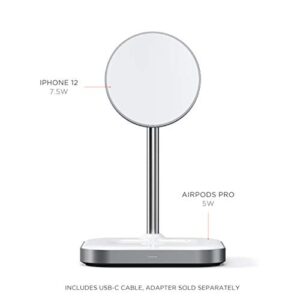 Satechi Aluminum 2-in-1 Magnetic Wireless Charging Stand – Compatible with iPhone 14 Pro/14/14 Plus, iPhone 13 Pro/13 Pro/13 Mini/13 with MagSafe, AirPods Pro 2/1, AirPods Gen 3/2