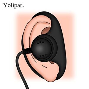 Yolipar PR400 Earpiece Compatible with Motorola Radio CLS1410 CLS1110 CP200 GP300 GP2000 Walkie Talkie with PTT Mic 2 Pin Headset Single-Wire Surveillance Kit (D-Shaped)