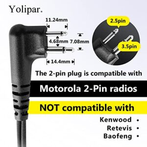 Yolipar PR400 Earpiece Compatible with Motorola Radio CLS1410 CLS1110 CP200 GP300 GP2000 Walkie Talkie with PTT Mic 2 Pin Headset Single-Wire Surveillance Kit (D-Shaped)