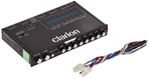clarion eqs755 7-band car audio graphic equalizer with front 3.5mm auxiliary input, rear rca auxiliary input and high level speaker inputs, black