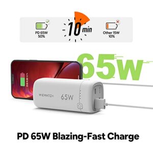WEWATCH Portable Charger, 65W 20000mAh Laptop Power Bank with LED Indicator, Fast Charging USB C 3 Port PD3.0 Battery Pack for MacBook Dell XPS iPad iPhone 13/12 Pro Mini Samsung Switch