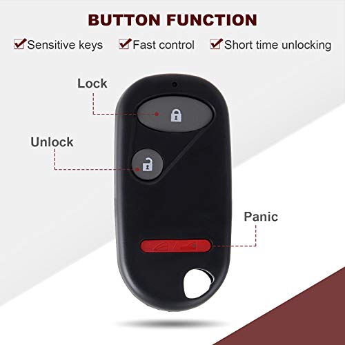 ANGLEWIDE Car Key Fob Keyless Entry Remote Replacement for 02-10 for Civic for CR-V for Element (FCC 0UCG8D-344H-A) 3 Buttons 1pad