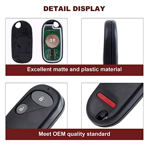 ANGLEWIDE Car Key Fob Keyless Entry Remote Replacement for 02-10 for Civic for CR-V for Element (FCC 0UCG8D-344H-A) 3 Buttons 1pad