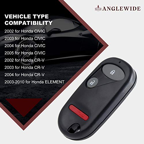 ANGLEWIDE Car Key Fob Keyless Entry Remote Replacement for 02-10 for Civic for CR-V for Element (FCC 0UCG8D-344H-A) 3 Buttons 1pad