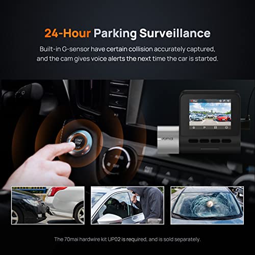 70mai True 2.7K 1944P Ultra Full HD with Optional Rear Dash Cam Pro Plus+ A500S, Sony IMX335,Built in WiFi GPS Smart Dash Camera for Cars, ADAS,2'' IPS LCD Screen, 140° FOV, WDR, Night Vision