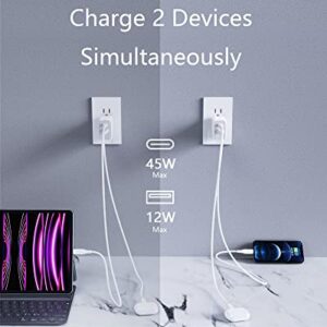 USB C Charger 65W, RICOMM GaN PPS Fast Charger Adapter Kit (Soft Silicone Cable Included) Travel Wall Charger Foldable Plug for MacBook, iPhone Pro Max, iPad, AirPods, Samsung Galaxy S22/S20/S10